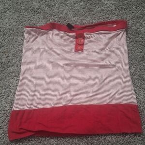 timing- strapless red and white striped crop top